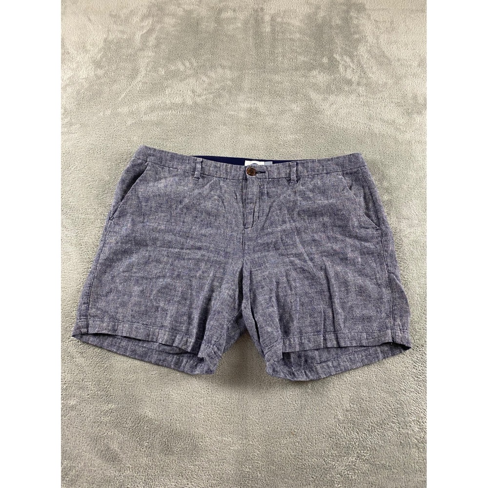 Old Navy Womens Blue‎ Linen Blend Shorts Size 14 Heathered Mid Rise Casual 5in